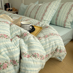 YICKYUE  -  Korean Style 60S Cotton Jacquard Bedding Set - Instagram Aesthetic Duvet Cover & Pillowcases