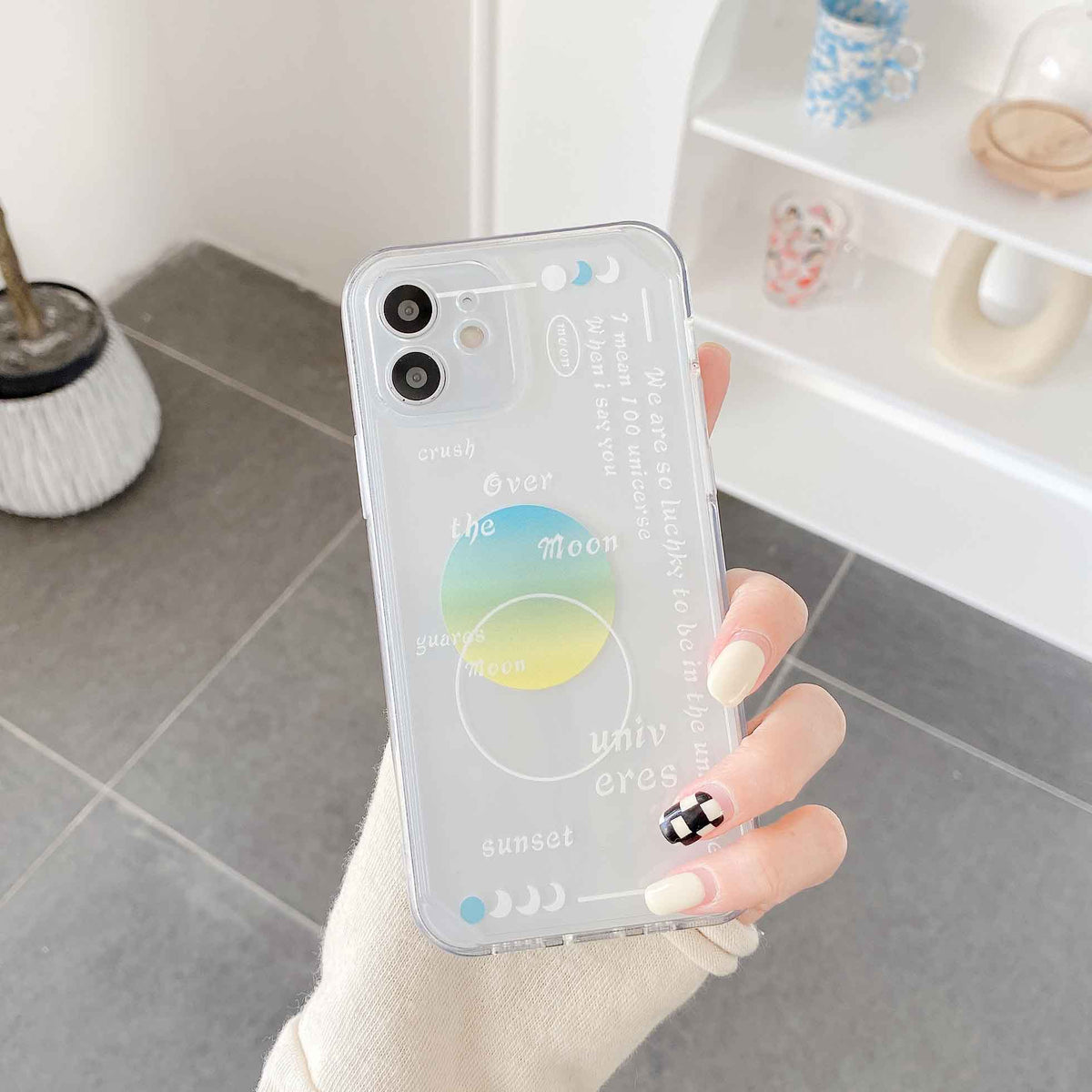 Moon sunset soft silicone cute phone case for iphone x xr xs max 11 12 mini pro max 7 8 plus se 20 couple cover shell conque
