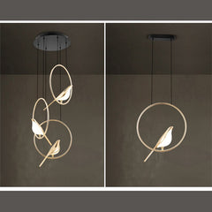 Nordic LED pendant lights modern 3 heads Magpie bird model chandeliers lamp indoor lighting home decor bedroom living room