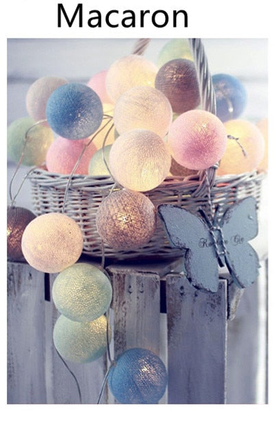 Christmas Decorations Cotton Balls Led String Lights Garlands Fairy Lights Holiday Battery Operated Lights Navidad Wedding Decor