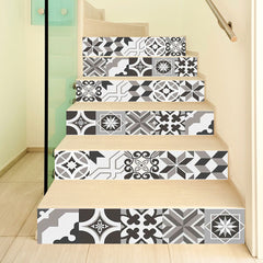 6Pcs/Set Gray Geometric Simple Stair Stickers Decorative PVC  Self-Adhesive Home Waterproof Wall Stickers Step Stickers 18x100CM