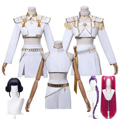 YICKYUE  Rumi Zoey Mira Cosplay Costume Wig Women Girls White Leather Suit Halloween Carnival Party Comic-con Role Playing Outfit