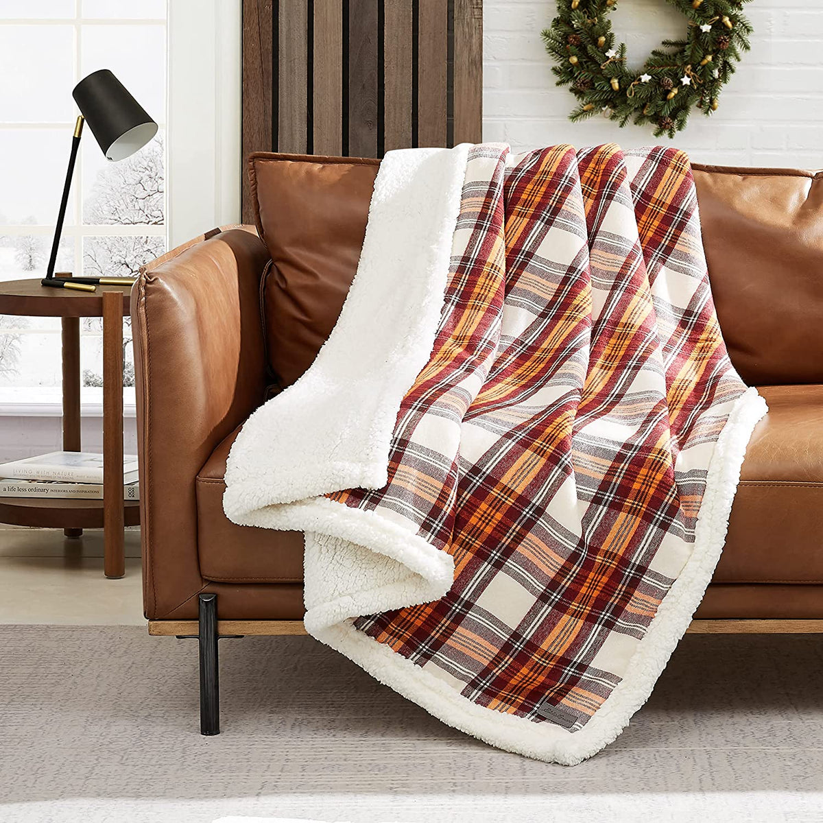 Yickyue Sherpa Fleece Throw Blanket Reversible Plush Fluffy Lattice Flannel Blankets Winter Warming Blanket for Sofa Couch Bed