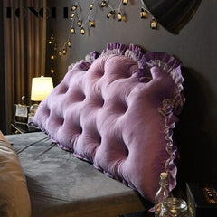 TONGDI Home Soft Lace Large Pillow Back Cushion Long Elastic Backrest Multifunction Luxury Decor For Girl Princess Bedside Bed
