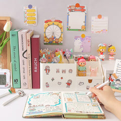 Ins Kawaii Multifunctional Desk Organizer Pen Holder Books Stand Holder Bookends Desktop Cosmetic Storage Box Home Organizer