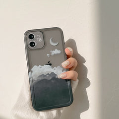 Black night moon funny phone case for iphone 7 x xr xs max 8 plus 11 12 mini pro max soft silicone protective cover shell