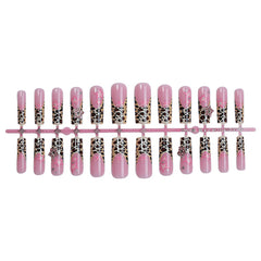 YICKYUE  -  24pcs French Leopard False Nails European Long Ballet Press on Nails Full Cover Spice Girls Y2k Sweet Cool Style Fake Nail Tips