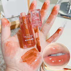 Yickyue Cherry Pink Mirror Water Lip Gloss Transparent Glass Lip Oil Waterproof Liquid Lipstick Nude Brown Clear Tint Makeup Cosmetics
