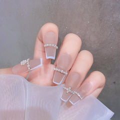 Pearl Claw Chain Nail Rhinestone Decorations Metal Silver Diamond Pearl Chain Can Be Cut DIY Charm 3D Nail Art Nail Jewelry 2022