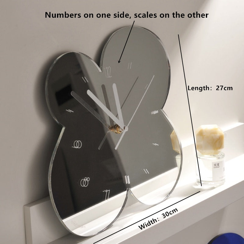 Yickyue CuteLife Ins Flower Mirror Acrylic Wall Clock Modern Design Home Decoration Kitchen Clock Bedroom Industrial Digital Table Clock