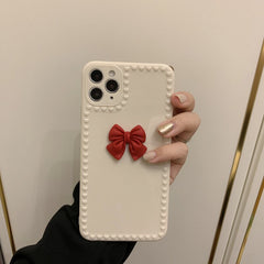 Ins 3D Bow Phone case For iphone Xr xs max x 11 12 mini pro max 7 8 plus silicone cover cute butterfly capa shell funda