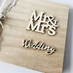 Yickyue 10/20/30/40 Pages Wedding Guest Book Wedding Signs Wood Wedding Signature Guest Book Mrs Mr Photo Frame Wedding Decoration