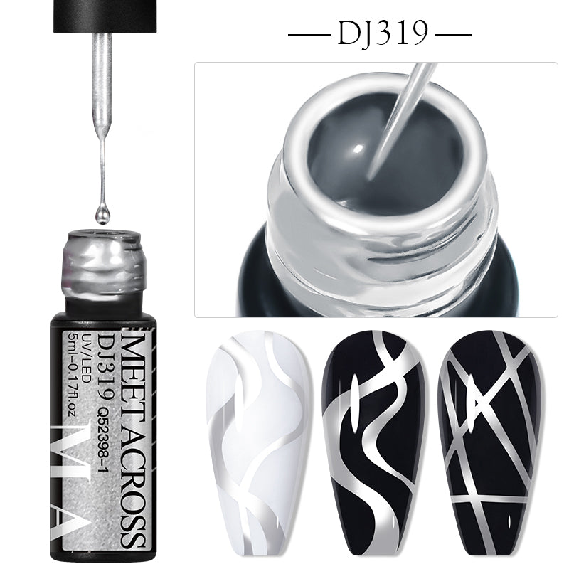 YICKYUE  -  5ml Silver Gold Metallic Liner Gel Super Bright Mirror Effect Painting Drawing Line French Gel Nail Art Varnish