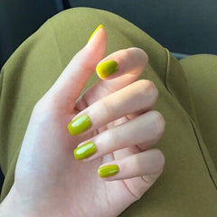Press On Nails Short Pure Color Short Avocado Green Wearing Nail Finished Fake Nail Nail Patch TN
