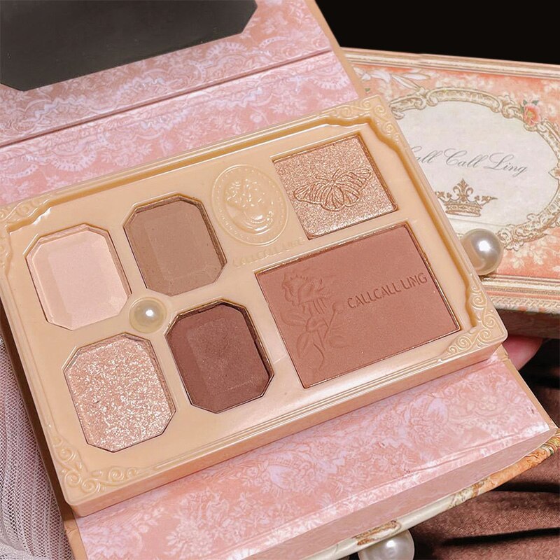 Yickyue Six-color Pearl Relief Eye Shadow Pearlescent Matte Earth Tone Eye Shadow Palette Shimmer Waterproof Eye Makeup Tools for Women