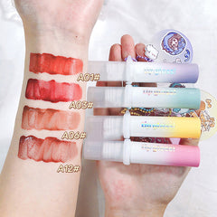 Yickyue Cute Bubble Mirror Water Lip Gloss Whitening Lasting Jelly Lip Glaze Dudu Lipstick Plumper with KeyChain Card Sticker Gifts