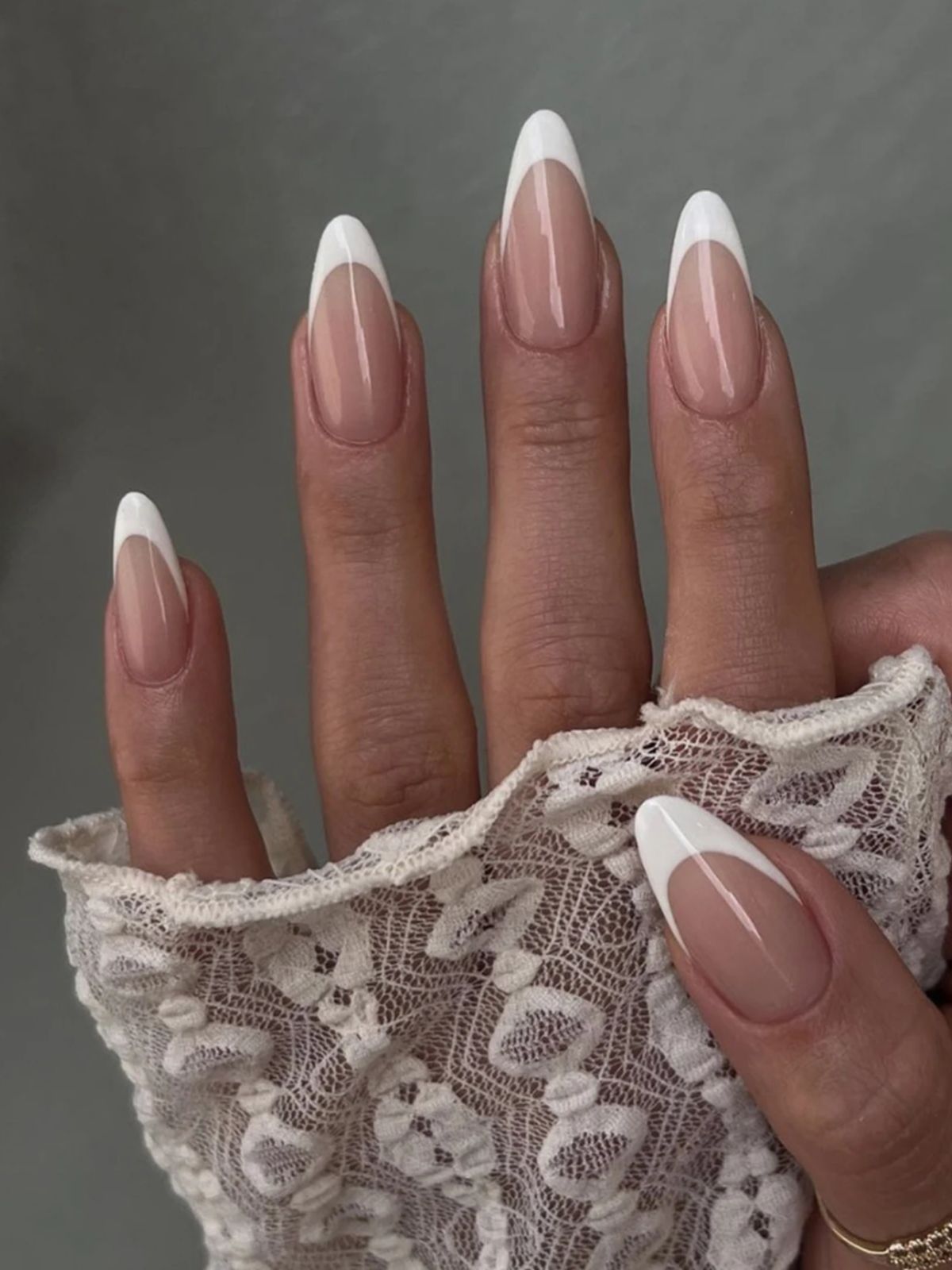 YICKYUE  -  24pcs French False Nails Simple White Edge Design Press on Nails Nude Color Wearable Detachable Full Finished Fake Nail Patches