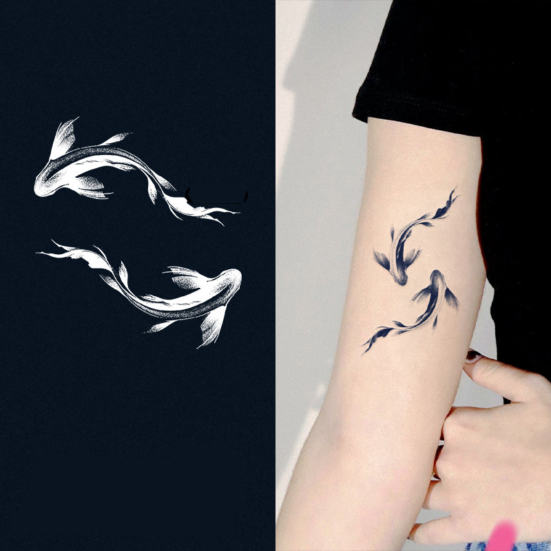 YICKYUE  -  1 Sheet Black Butterfly Fish Design Temporary Tattoos for Women Men Personality Animal Fake Tattoo Sticker Hands Body Art