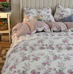 YICKYUE  -  French sweet floral pink bedding set 1.2 1.5 1.8 2.0,twin full queen king cotton home textile bed sheet pillow case quilt cover