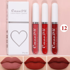3PCS/SET Matte Lip Gloss Set Maquiagem Long Lasting Waterproof Nude Colors Liquid Lipstick Lips Tint Pink Red Velvet Lipgloss