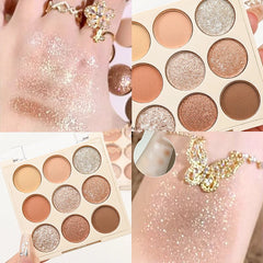 YICKYUE  -  Ice Cream Eyeshadow Palette Glitter Rose Aegyosal Blush Oat Milk Tea Purple Eye Shadows Cool Tone Korean Makeup Women Cosmetics