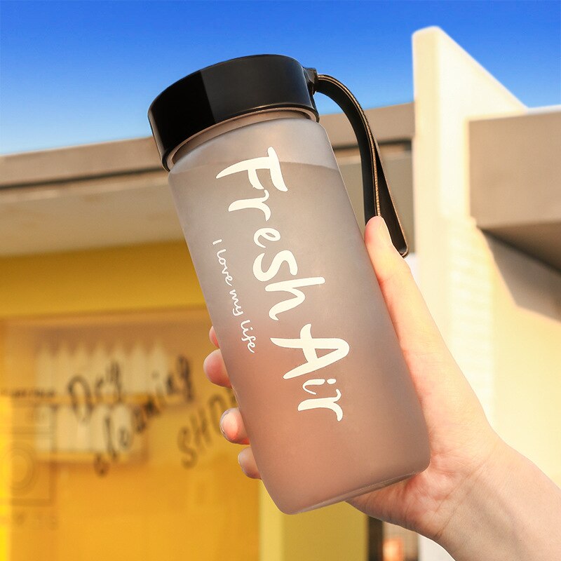 600ml Frosted Plastic Kids Water Bottle For School Drinking Cute Sports Water Cup Portable Clear Space Cup Anti Fall BPA Free