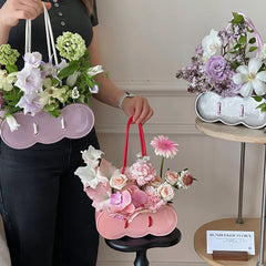 YICKYUE  -  Ceramic Handheld Flower Basket,Bag Vase,High End Festival Gift,Creative Flower Arrangement,Home Decoration, Ornament, Flower Art