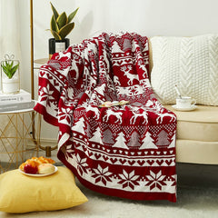 Yickyue Merry Christmas Throw Blanket Nordic Winter Knitted Jacquard Christmas Tree Elk Blankets Soft Warm Sofa Bed Cover Shawl Gifts