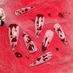 YICKYUE  -  Halloween Wear Nails Scarlet Halloween Nail Art Long Pointed Nails 24 Pieces Press on Nails