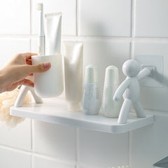 Creative Villain Shelf Organizer Free Punching Wall-mounted Storage Holders Bathroom Racks Kitchen Condiment Storage Shelves