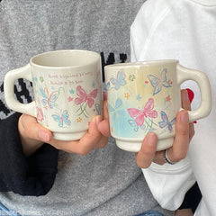 YICKYUE  -  Mug Ceramic Universal Handicraft Festival Party Simple Modern Design Elegant Luxury Cute Coffee Cup Natural Nordic Style Home