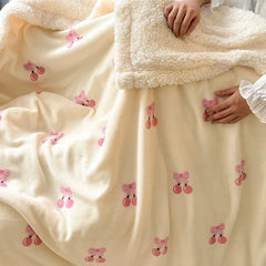 YICKYUE  -  Printed Autumn Winter Warm Sofa Blankets for Throw Soft Coral Fleece Warmth Bed Blanket Imitation Lambswool Anti-static Blanket