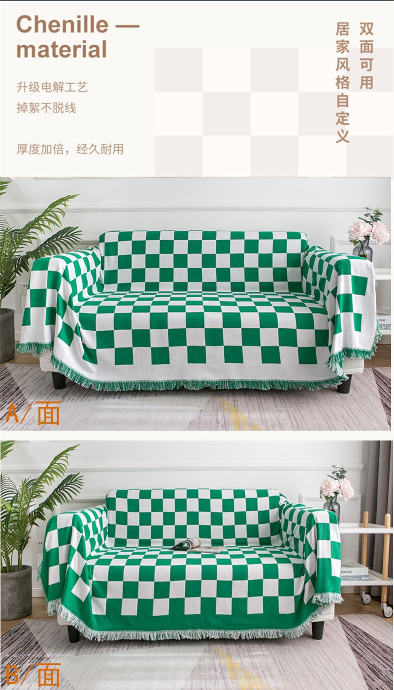 Sofa Blanket Checkerboard Grid Sofa Towel Full Cover Sofa Blanket Bed Bed Blanket  Alice Fabric Knitted Throw Plaid Sofa