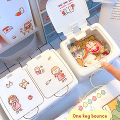 W&G Desk Organizer Home Decoration Multi-layer Cosmetic Desktop Organizer Drawer Plastic Box Student Stationery Rack Storage Box