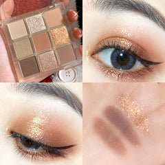 9 Colors Matte Glitter Eyeshadow Palette Waterproof Long-lasting Shimmer Eye Shadow Pigment Nude Shiny Eyeshadow Makeup Cosmetic