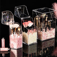 Clear Makeup Brush Storage Box Cosmetic Organizer Plastic Box Lipstick Display Rack Storage Bucket Acrylic Bathroom Accessories