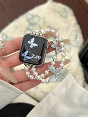YICKYUE  -  Luxury Diamond Butterfly Band For iWatch Ultra 10 9 8 7 42mm 45 46mm 49mm Pearl Women Strap For Apple Watch 38 40 41mm 6 5 SE 4