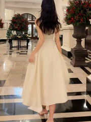 YICKYUE  -  Luxury French Elegant Vintage White Midi Dress Slim Wasit Sleeveless A-Line Momen's Dresses Prom Female Clothes New Mujer
