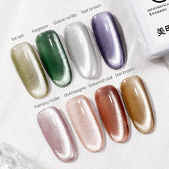 YICKYUE  -  Crystal Cat Eye Gel Nail Polish Holographic Magnetic Gel Varnish UV LED Soak Off Shiny Glitter Gel Lacquer for Manicure