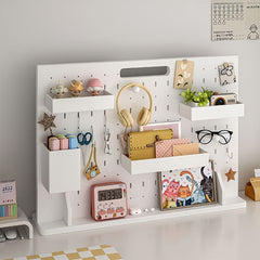 YICKYUE  A Set Of Drilling-free Nail Board Storage Set (including Accessories) Multifunctional Desktop Organizer, Suitable for Dormitory, Office Storage, Easy to Install High-Quality PVC Wood-plastic Board, Practical Shelf, Loc