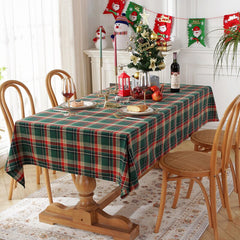 Cilected Nordic Christmas Red and Green Plaid Tablecloth Home Hotel Polyester Cotton New Year Decoration Tablecloth Cover Towel