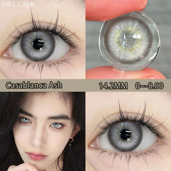 YICKYUE  -  1Pair Newly Lenses Colored Contact Lenses with Prescription Myopia Lenses with Degree 0~-8 Blue Lenses Fast Shipping
