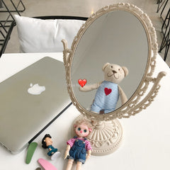 YICKYUE  -  Girl Mirror Woman Table mirror Makeup Mirror Double-Sided Rotating Table Mirror European Retro Round Mirror home decor