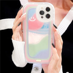 Laser love heart cute smiley rainbow silicone soft phone case for iphone  13 Pro 12 11Pro Max Xs Xr 7 Plus X cover Lens protecti