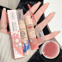 Yickyue Cute Bear Matte Lip Mud Red Velvet Mousse Grey Pink Lipstick Waterproof Long Lasting Non-Stick Cup LipGloss Korean Cosmetic
