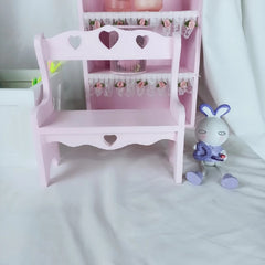 Yickyue Pink Wooden Chair Makeup Small Chair Home Desktop Decoration Storage Rack Heart-shaped Chair Photo Props Home Accessories