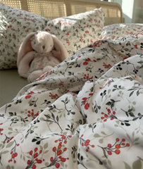 YICKYUE  -  Romantic pastoral red flower green leaf bedding set,twin full queen king cotton home textile bed sheet pillow case quilt cover