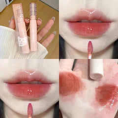 Yickyue Mirror Watery Lip Gloss Lip Glaze Transparent Glass Lip Liquid Lipstick Lipgloss Moisturizing Natural Rosy Gloss Lip Care