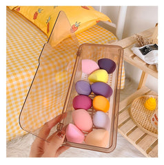 Ins Storage Box with Lid Dustproof Beauty Egg Lipstick Organizer Portable Desktop Transparent Storage Bucket Household Organizer