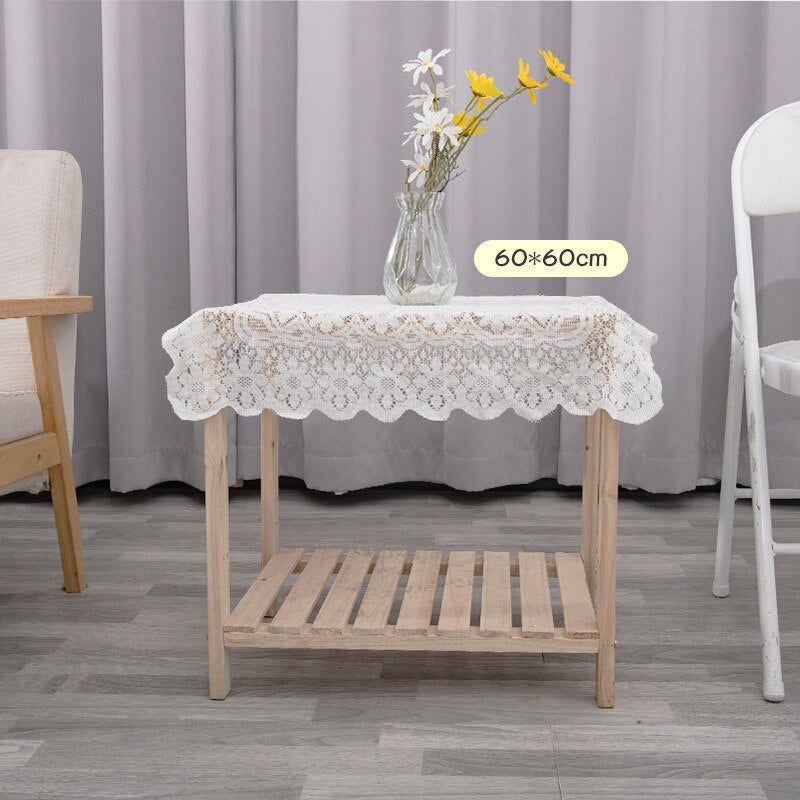 Ins Dining Table Tablecloth Round Wedding Decoration Hollow Out Dressing Accessories Party Lace Nordic for Cloth Nappe De Home